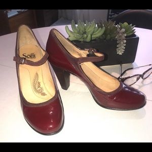 Soffit red patent leather Mary Jane heels